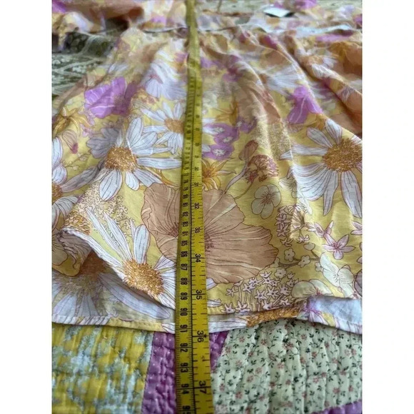 NWT Floral Babydoll Women’s Size S H&M Puff Sleeves V Neck Oversized Pink Yellow - Picture 10 of 13